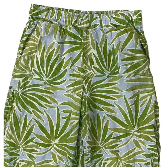 Sigrid Olsen Linen Wide Leg Pants L Green Tropical Beach Casual Resort Lagenlook - Picture 3 of 8